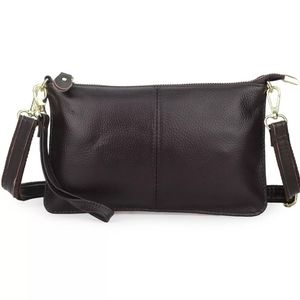 Genuine Cowhide Leather Crossbody Envelope Bag Coffee BROWN ONLY